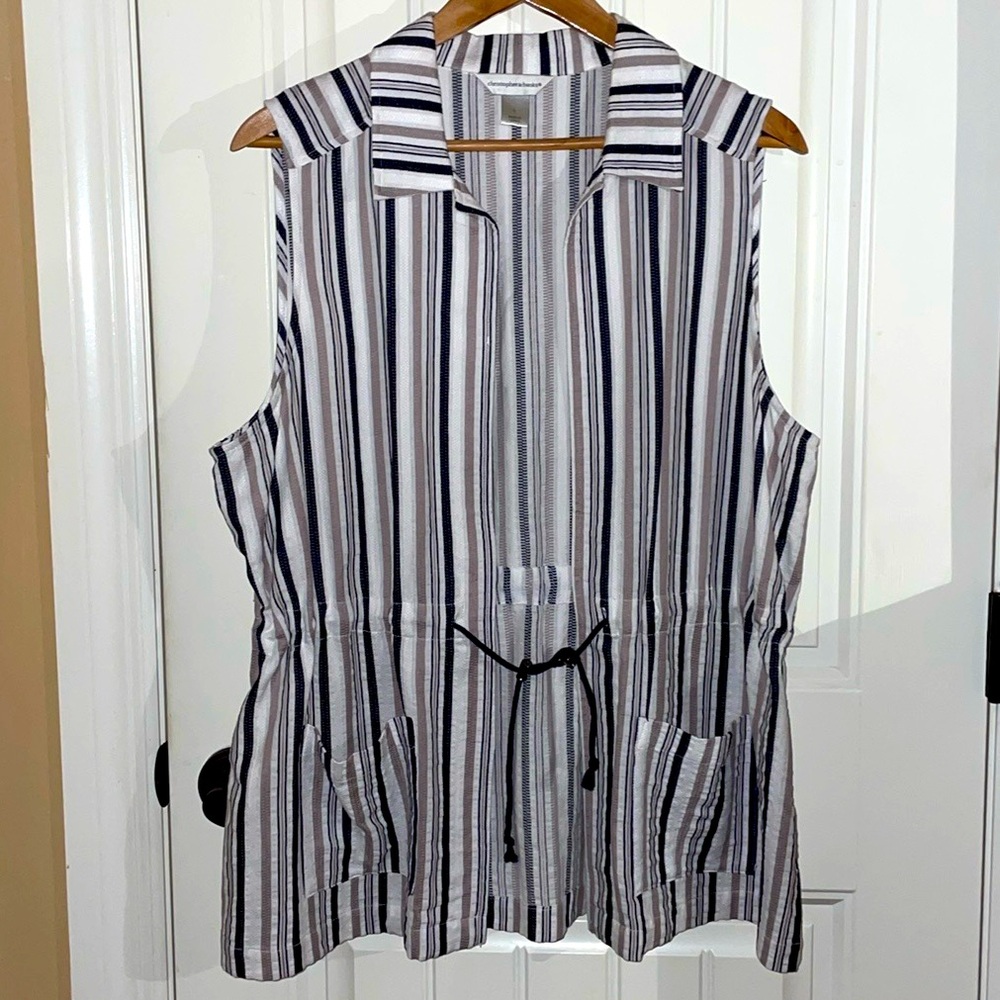 Christopher & Banks (L) Sleeveless Cover-Up Top with Tie closure at waist